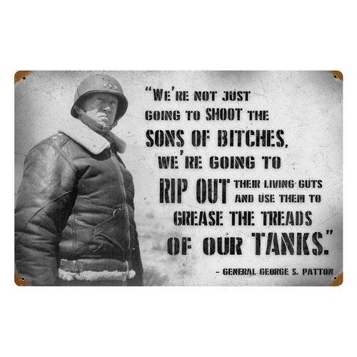 Patton "Grease Our Tanks" Metal Sign Main Image