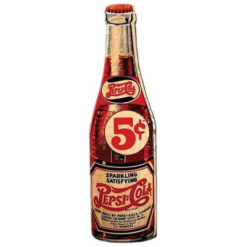 Pepsi 5 Cent Bottle Cut-Out Metal Sign  Main Image