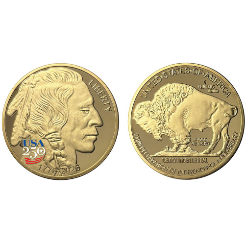 INDIAN BUFFALO GOLDEN TRIBUTE 1 OZ COIN -250TH ANNIVERSARY Merrick Mint (BUFF_250TH_GLD_TRIB) Alt Image 1