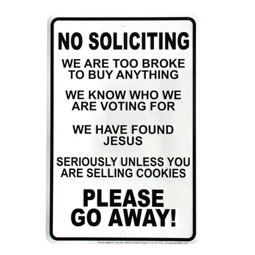 No Soliciting Metal Sign  SPSNT3 Main Image