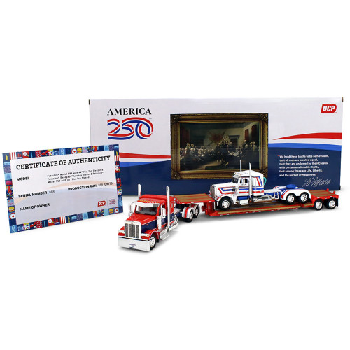 America 250 Peterbilt Model 589 with 44" Flat Top Sleeper & Fontaine Renegade LXT 40 Lowboy Trailer with Peterbilt® 359 Alt Image 3