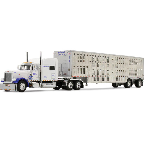 Peterbilt Model 379 with 70 Mid-Roof Sleeper & Wilson Silverstar Livestock Trailer 1:64 Scale Main Image