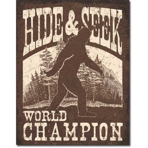 Bigfoot Hide and Seek Metal Sign Main Image