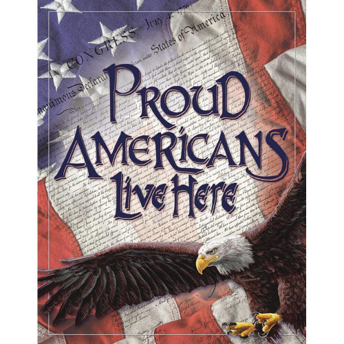 Proud Americans Live Here Metal Sign Main Image