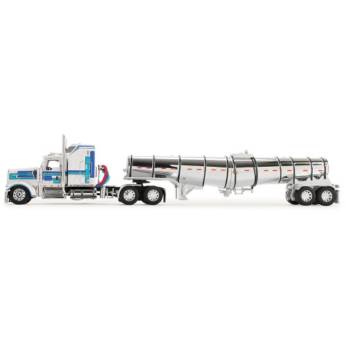 Kenworth® W900L with 60 Aerodyne Sleeper & Polar® Deep Drop Tank Trailer - White/Blue 1:64 Scale Alt Image 2