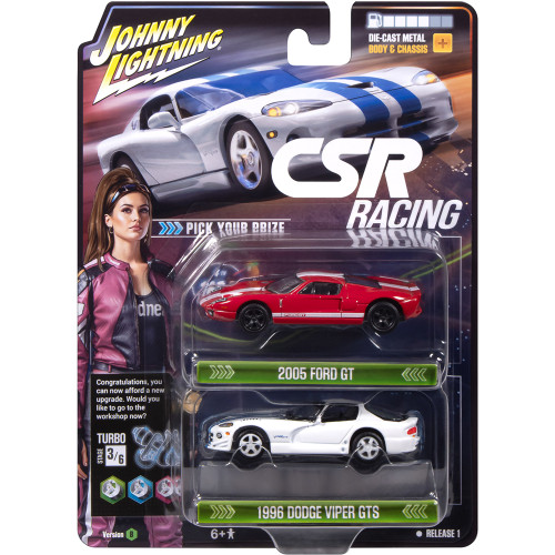 1996 Dodge Viper GTS & 2005 Ford GT 2-pack - Bright White & Torch Red 1:64 Scale Alt Image 3