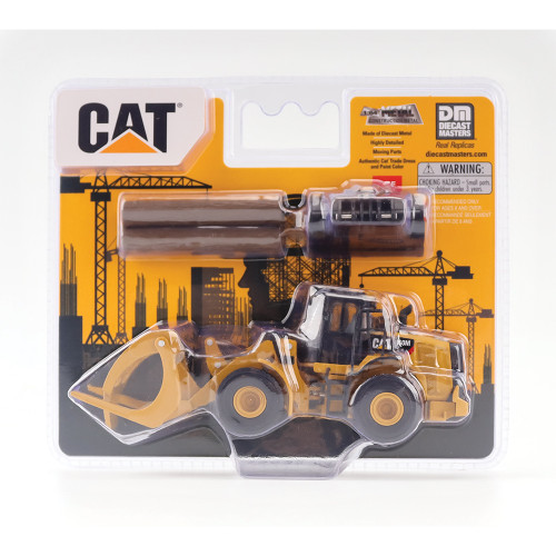 Caterpillar 950M Wheel Loader with Log fork and Wood Log 1:64 Scale Alt Image 2
