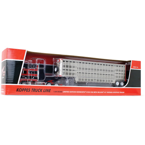 Kenworth® K100 COE Flat Top & 45' Wilson® Vintage Livestock Trailer - Koppes Truck Line 1:64 Scale Alt Image 4