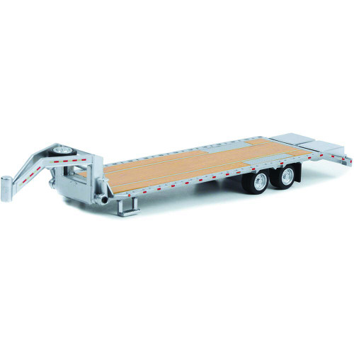 Gooseneck Trailer - Primer Gray with Red and White Conspicuity Stripes 1:64 Scale Main Image