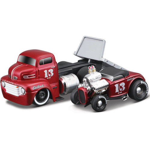 ミニカー 1:64 MOON 1956 Ford COE &amp; 1932 Ford 3 1:64 1956 Ford COE & 1932 Ford 3 Window Coupe, Black, Auto