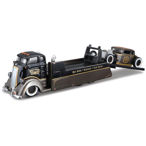 Custom COE Flatbed & 1929 Ford Model A Hot Rod - Elite Transport 1:64 Scale Main Image