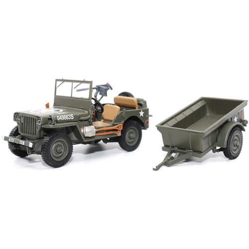 1/4-Ton Willys Jeep with Trailer 1/43 Die Cast Model Alt Image 1