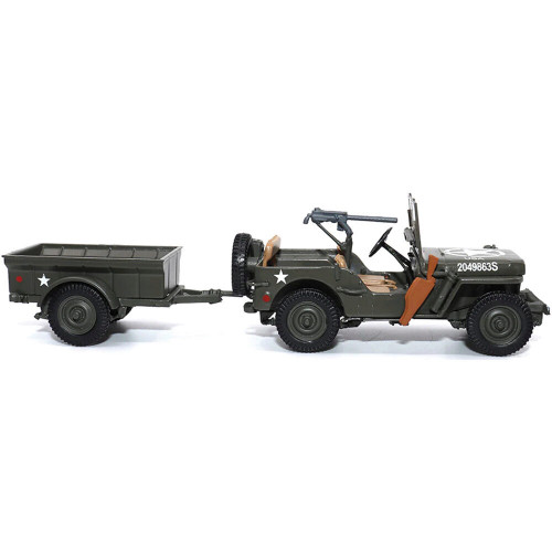 1/4-Ton Willys Jeep with Trailer 1/43 Die Cast Model Alt Image 7
