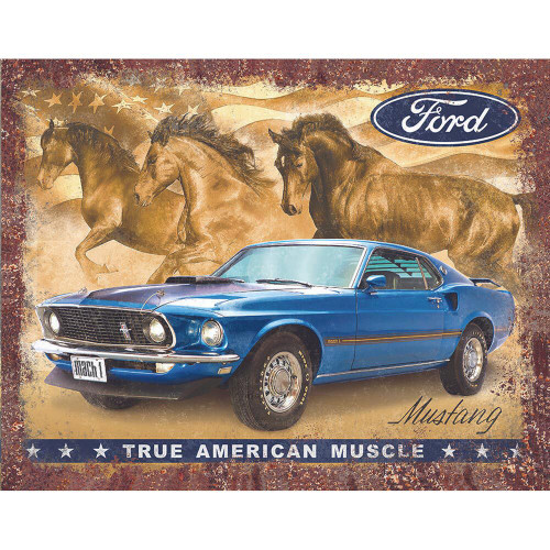 Mustang True American Muscle Metal Sign  Main Image