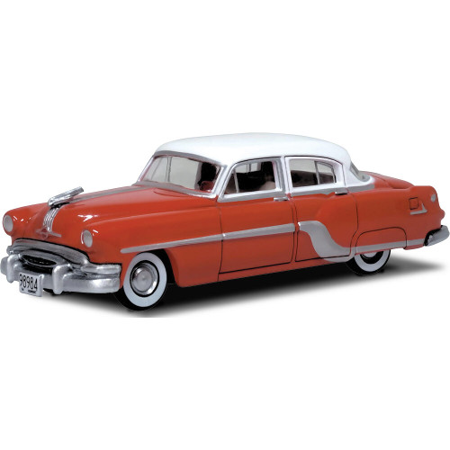 1954 Pontiac Chieftain 4-Door Sedan - Coral Red / Winter White 1:87 Scale Main Image