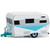 1958 Siesta Travel Trailer - Teal White and Polished Silver 1:64 Scale Main Image