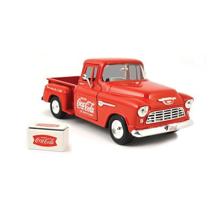 1955 Chevy Coca-Cola Stepside Pickup & Cooler 1:24 Scale Diecast Replica  Model by Motor City Classics