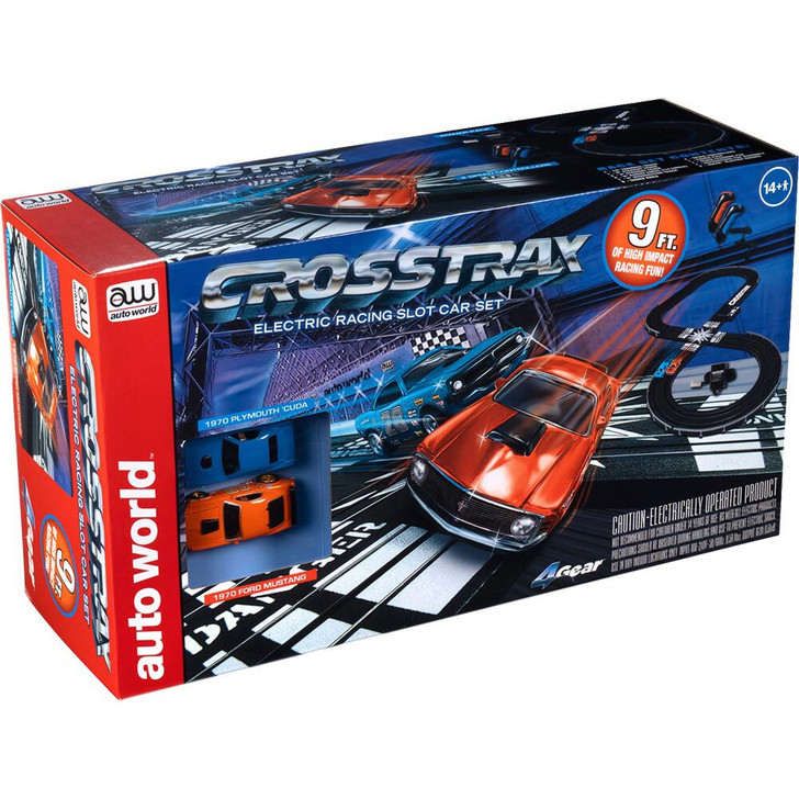CrossTrax Road Course 9 Slot Race Set With 1970 Ford Mustang 1970 crosstrax-road-course-9-slot-race-set-with-1970-ford-mustang-1970