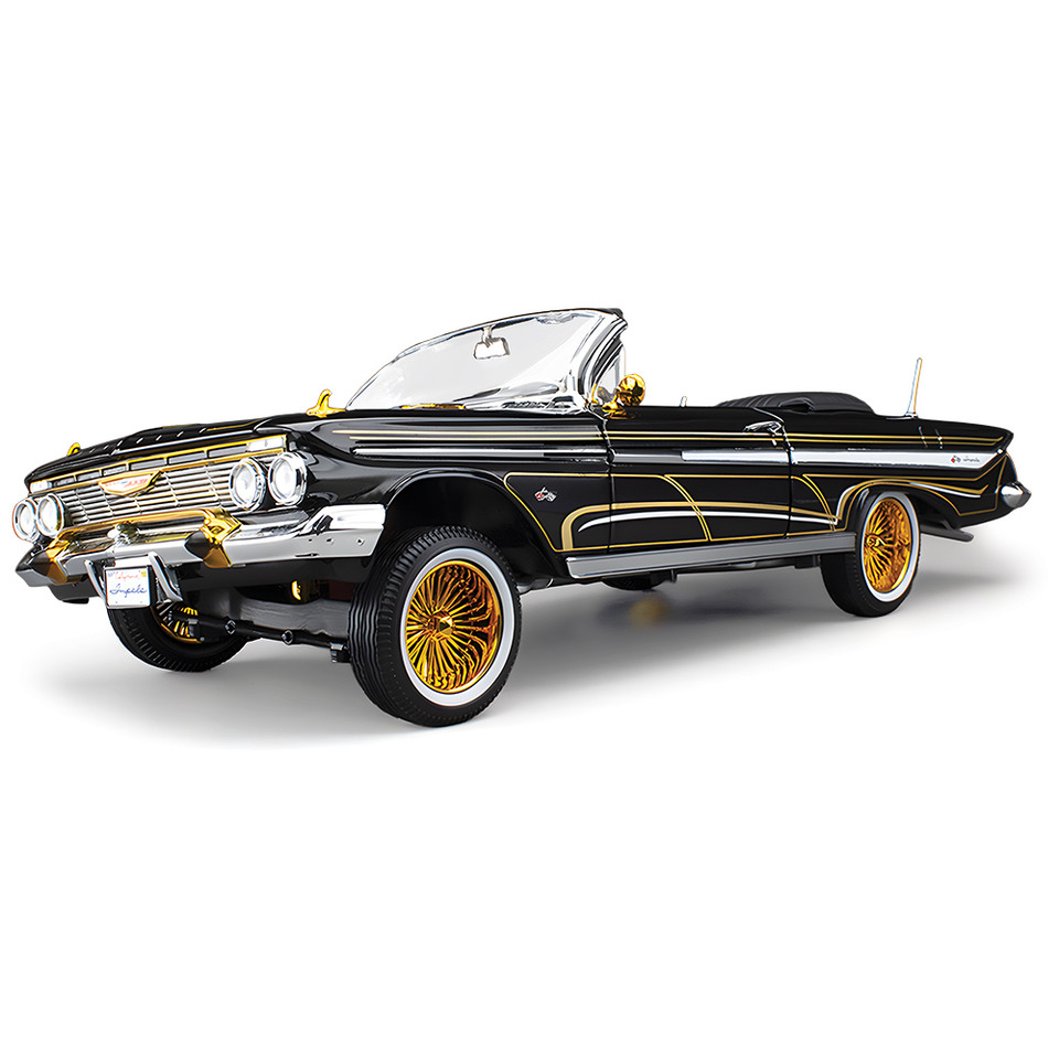 1961 Chevrolet Impala Open Convertible Lowrider - Black 1:18 Scale Main Image