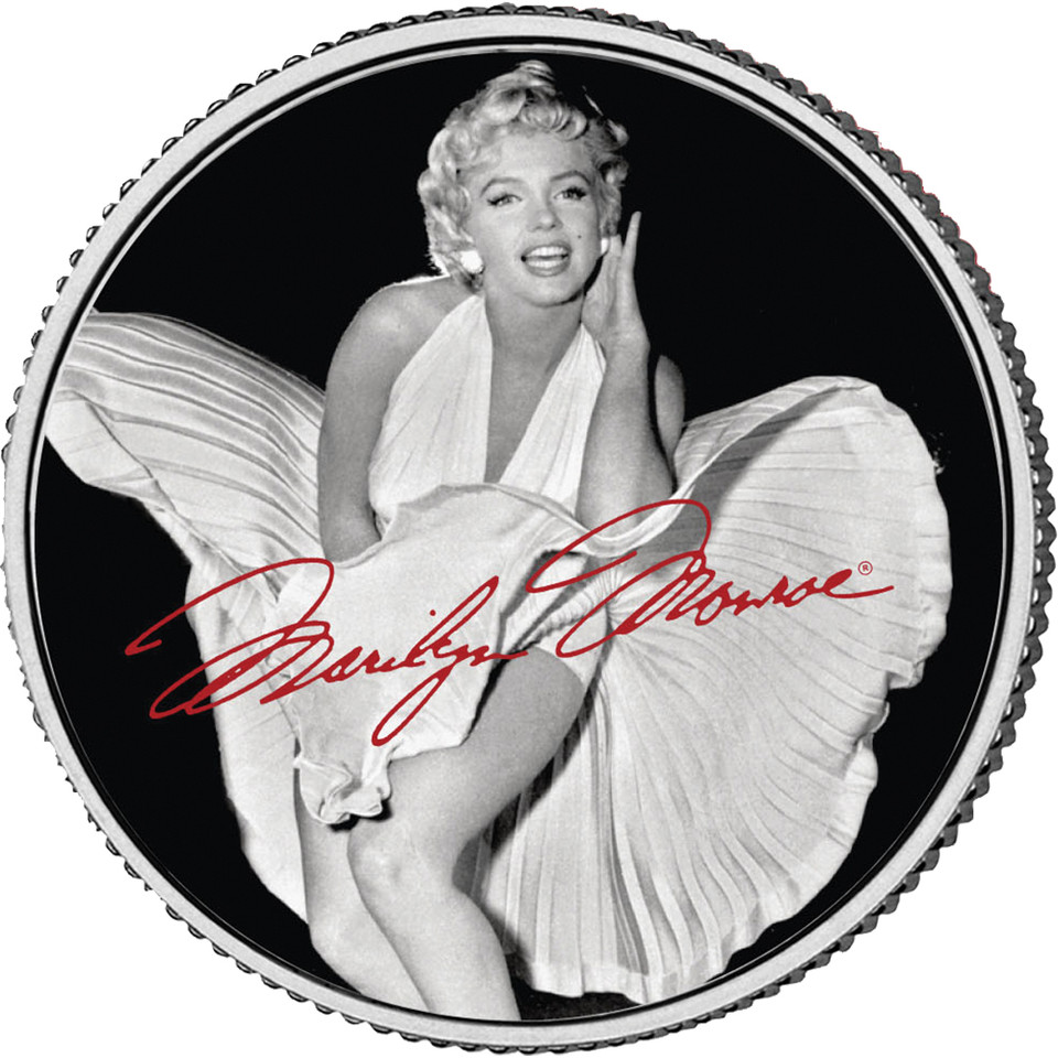 Marilyn Monroe in White Dress Colorized Half Dollar Coin Main Image