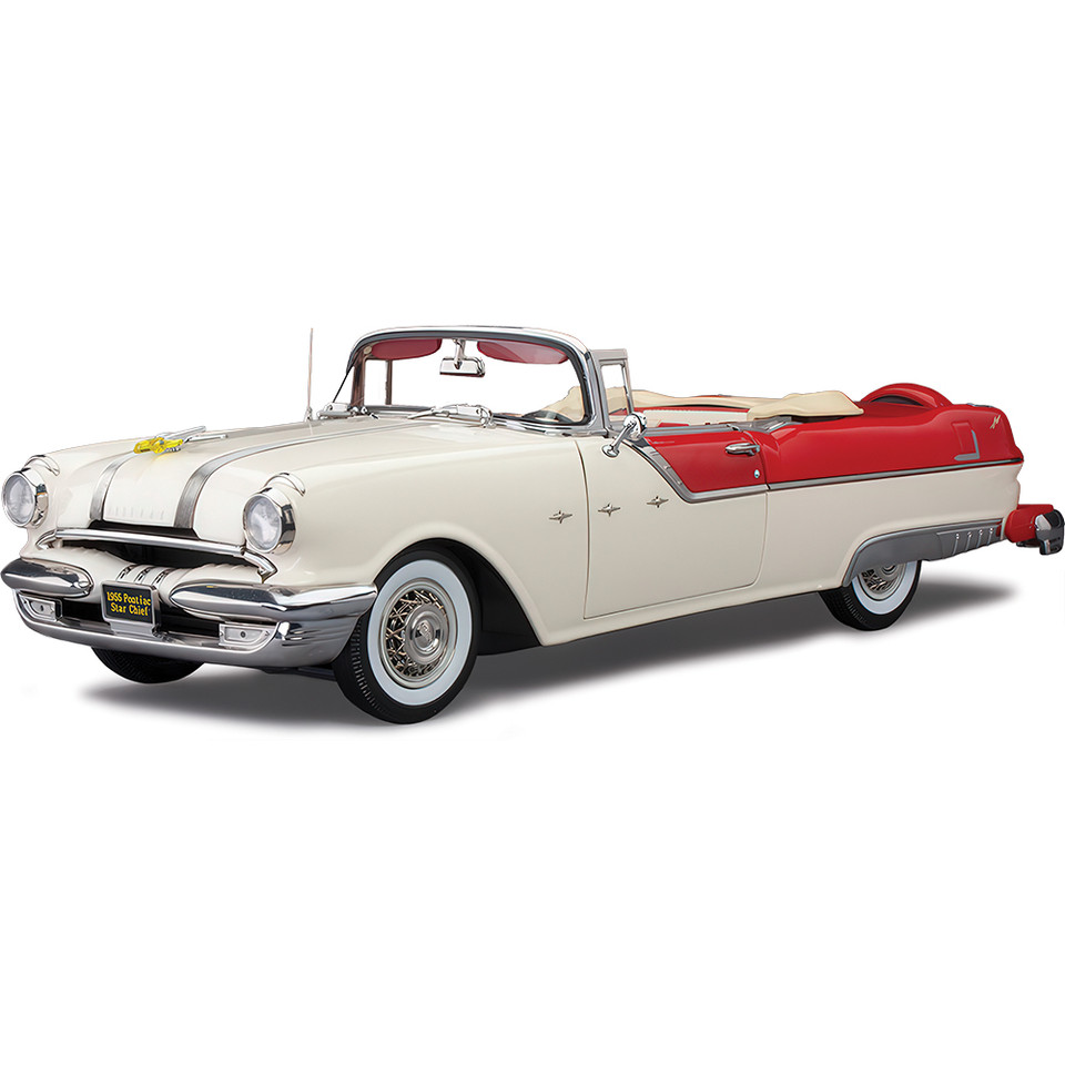 1955 Pontiac Star Chief Open Convertible - Bolero Red/Castle Gray 1:18 Scale Main Image