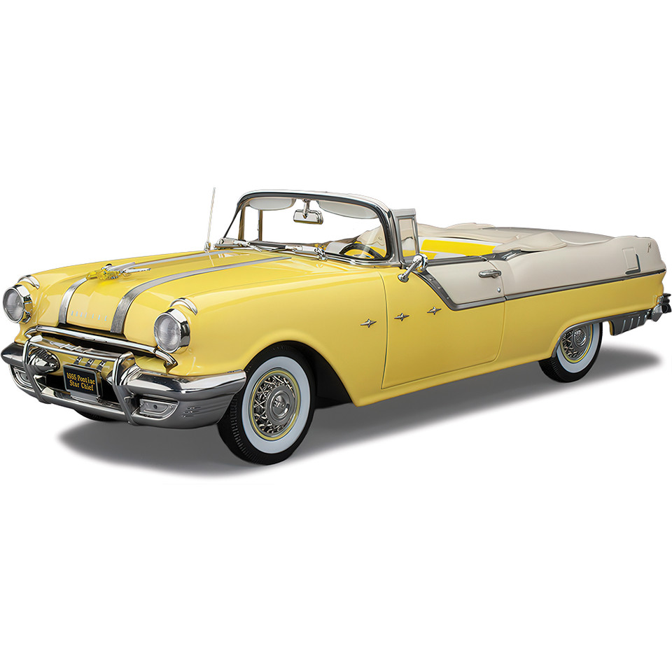 1955 Pontiac Star Chief Open Convertible - White Mist / Avalon Yellow 1:18 Scale Main Image
