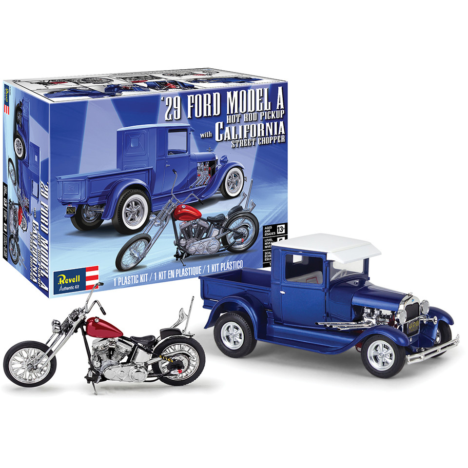 1929 Model A Pickup with California Street Chopper Model Kit 1:25 Scale Main Image