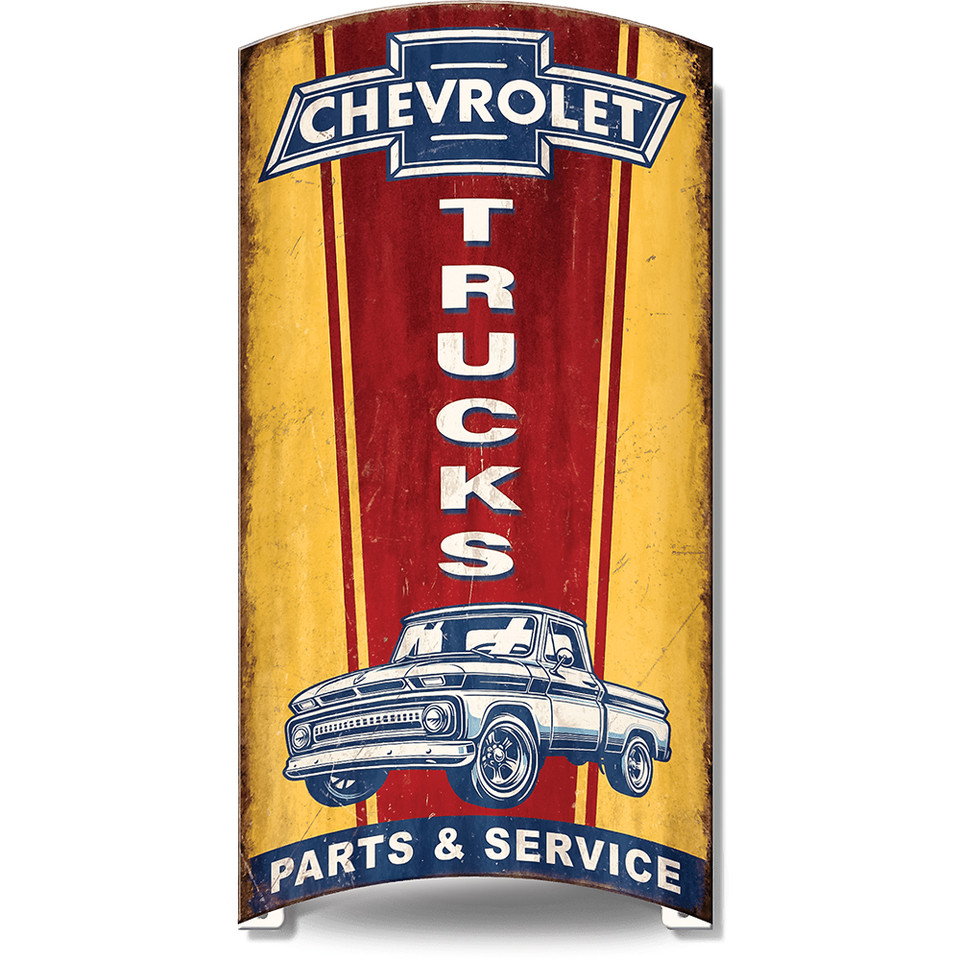 Chevy Trucks Rolled 3D Metal Sign Main Image