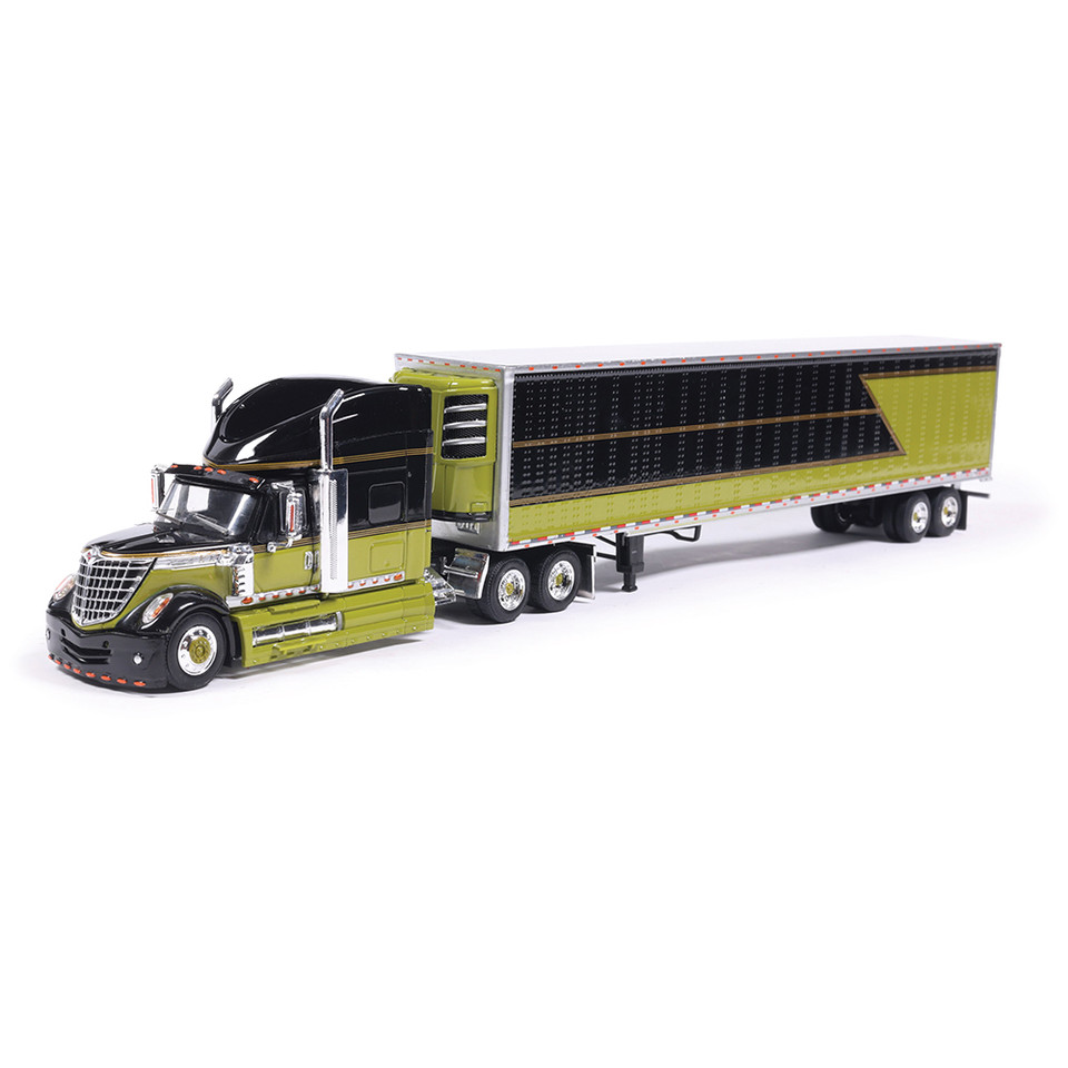 2010 International Lonestar with Reefer Trailer - Green and Black 1:64 Scale Main Image