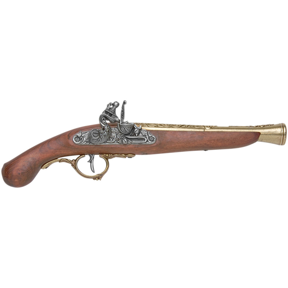 Early 18th Century German Replica Flintlock Pistol - Brass  Main Image