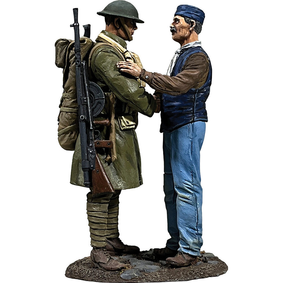 Frenchmen Greeting U.S. Doughboy 1/30 Figure Set - 1918      William Britain (23128) 1:30 Scale Main Image