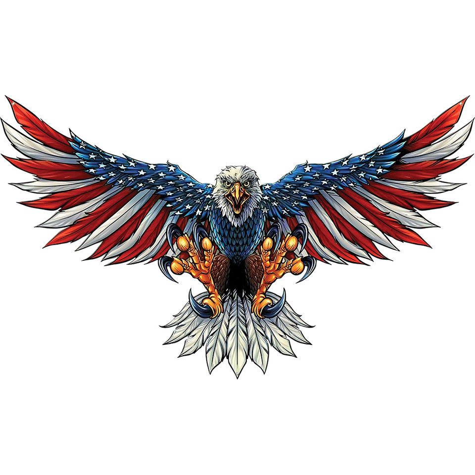 Eagle With U.S. Flag Wings Spread Cutout Metal Sign FLY044  Main Image