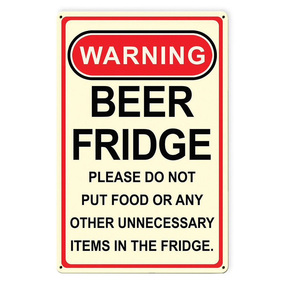 Warning Beer Fridge Metal Sign PTSB547 Main Image