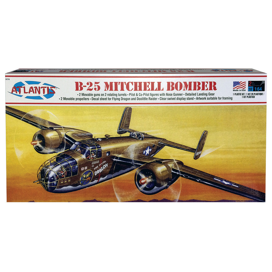 B-25 Flying Dragon with Swivel Stand 1/64 Atlantis Kit Main Image