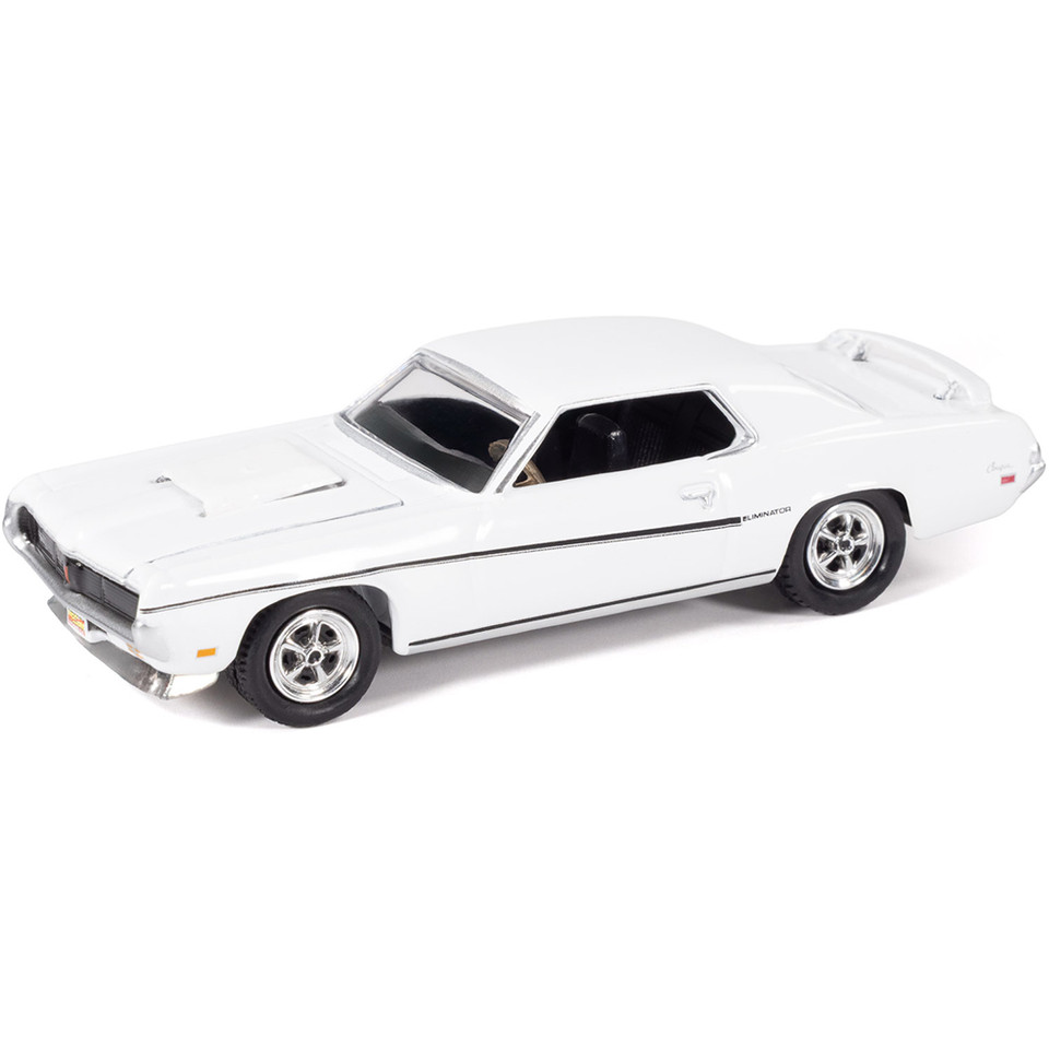1969 Mercury Cougar Eliminator Mecum Auctions - White w/Black Stripe 1:64 Scale Main Image