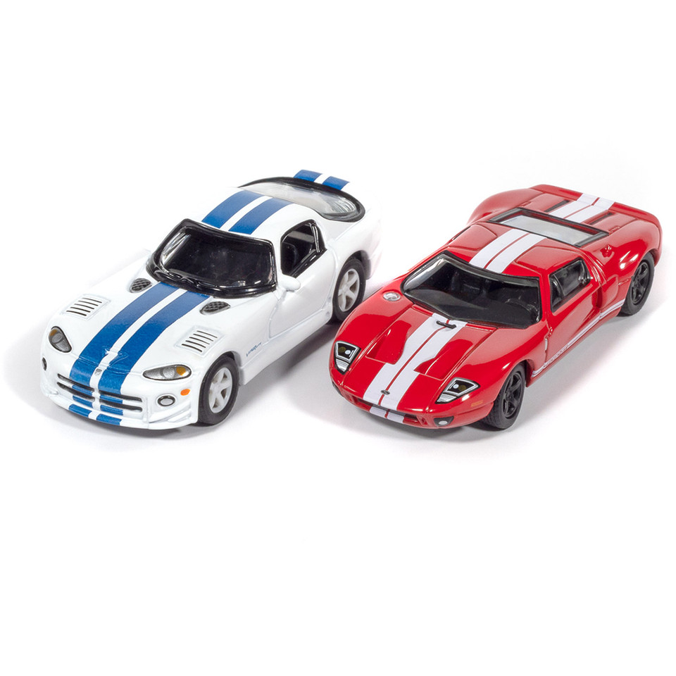 1996 Dodge Viper GTS & 2005 Ford GT 2-pack - Bright White & Torch Red 1:64 Scale Main Image
