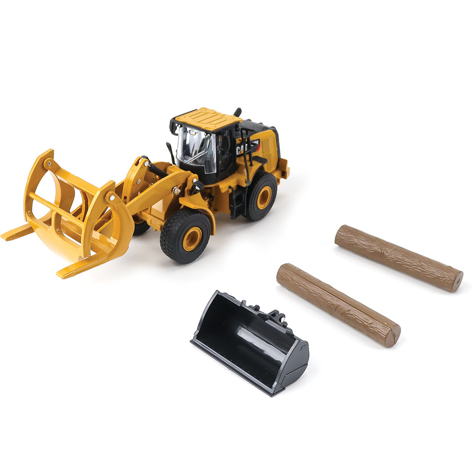Caterpillar 950M Wheel Loader with Log fork and Wood Log 1:64 Scale Main Image