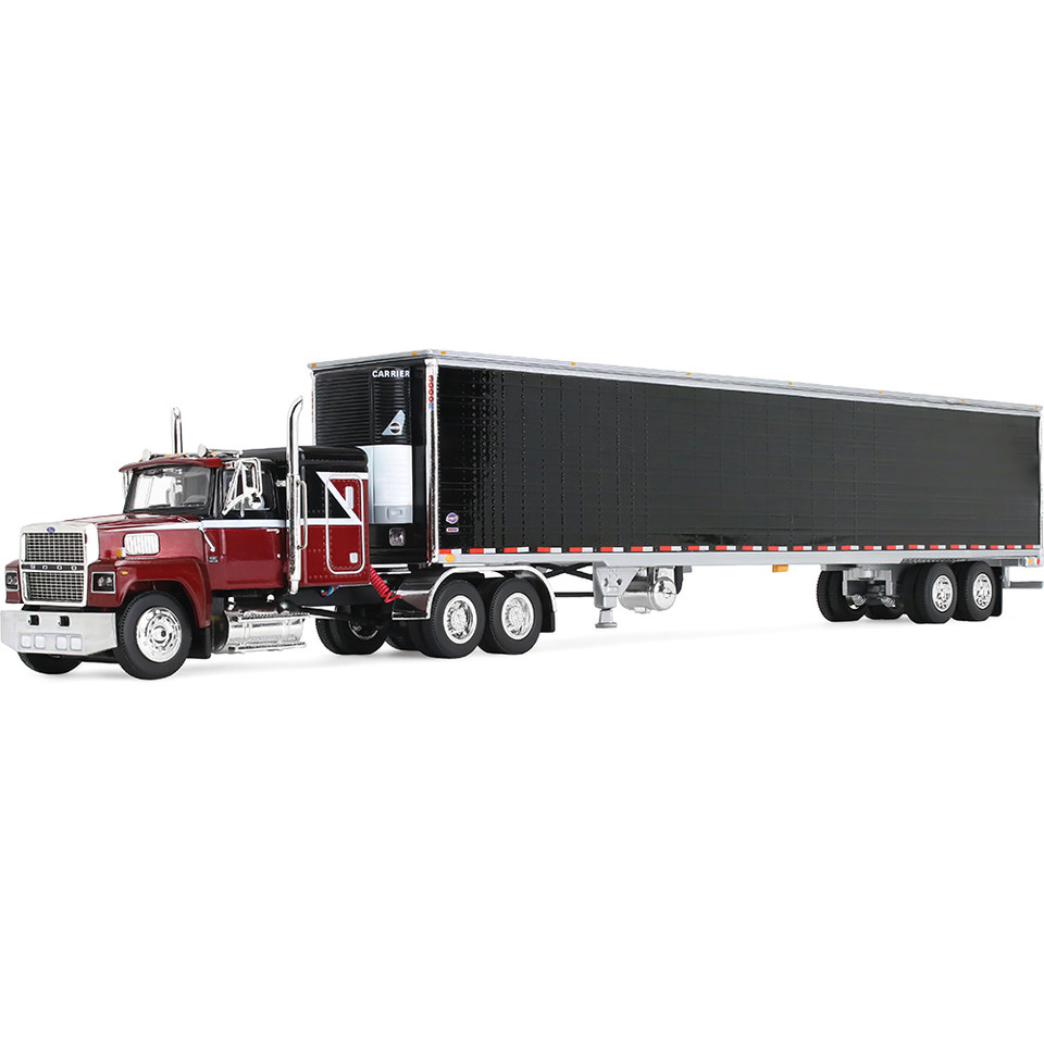 Ford LTL 9000 with 48 Flat Top Sleeper & 53' Utility® Trailer with Reefer - Volcano Red 1:64 Scale Main Image