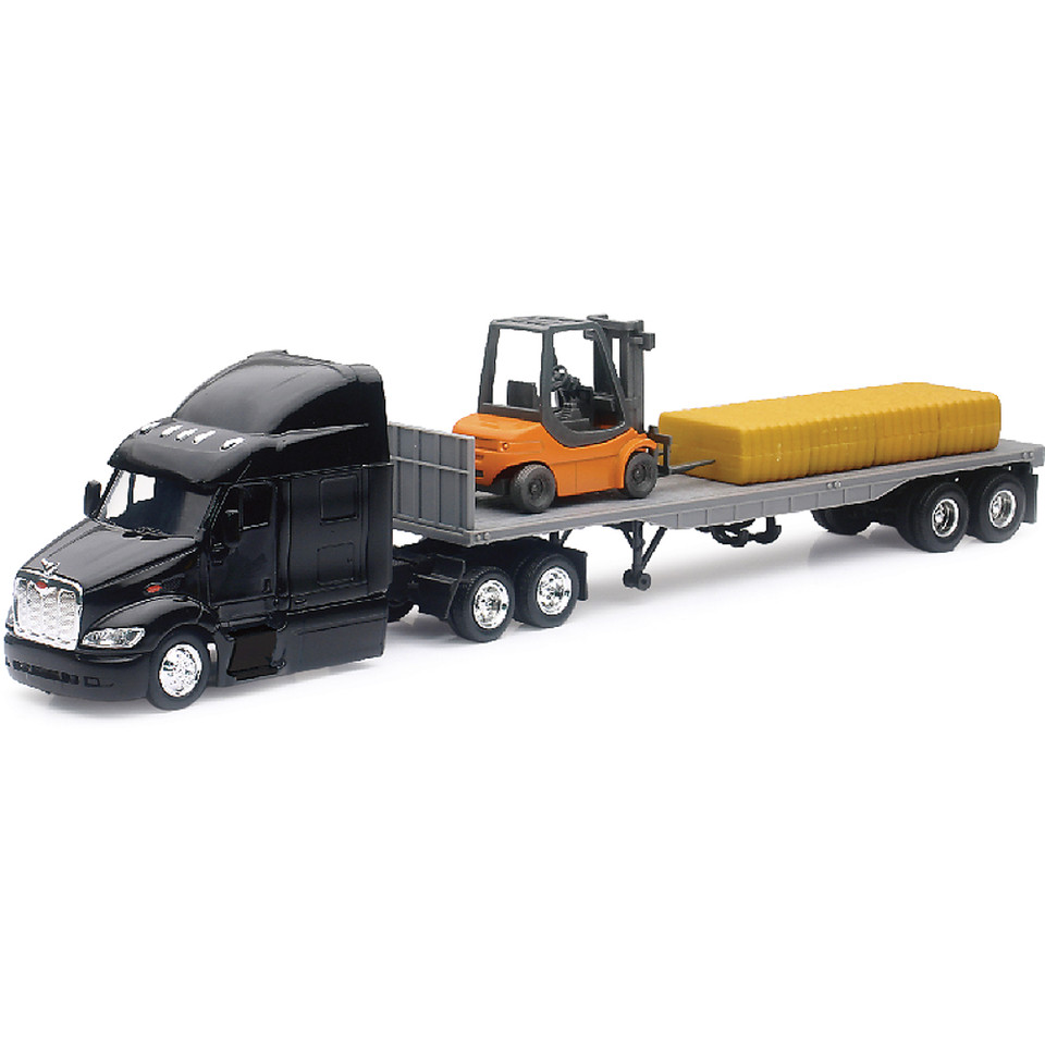 Peterbilt 387 Flatbed W/Forklift & Hay Bale 1:43 Scale Main Image