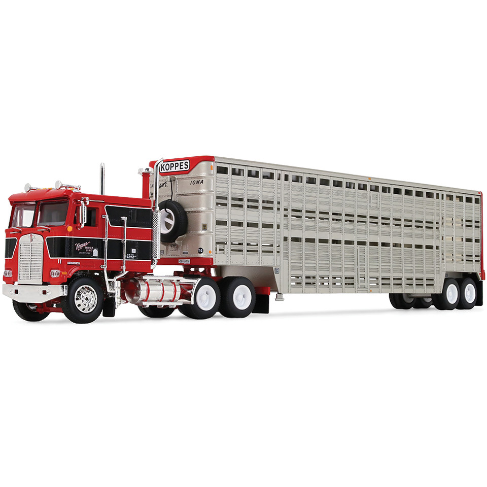 Kenworth® K100 COE Flat Top & 45' Wilson® Vintage Livestock Trailer - Koppes Truck Line 1:64 Scale Main Image