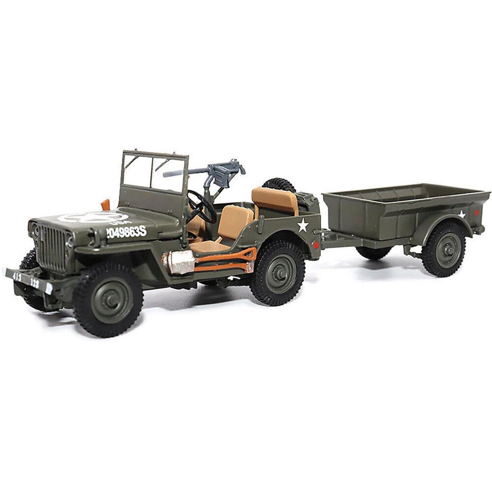 1/4-Ton Willys Jeep with Trailer 1/43 Die Cast Model Main Image