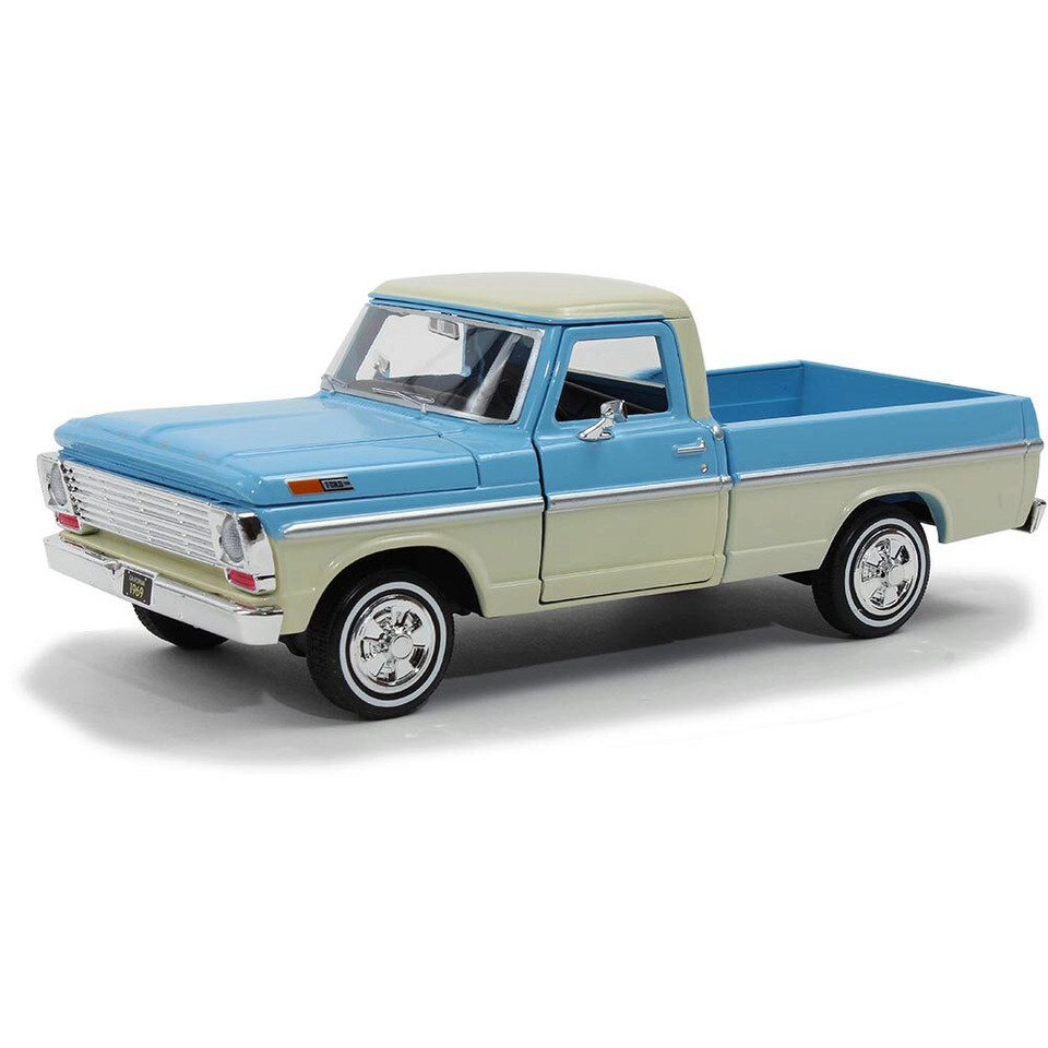 1969 Ford F-100 Pickup - Two-tone Light blue & White 1:24 Scale Main Image