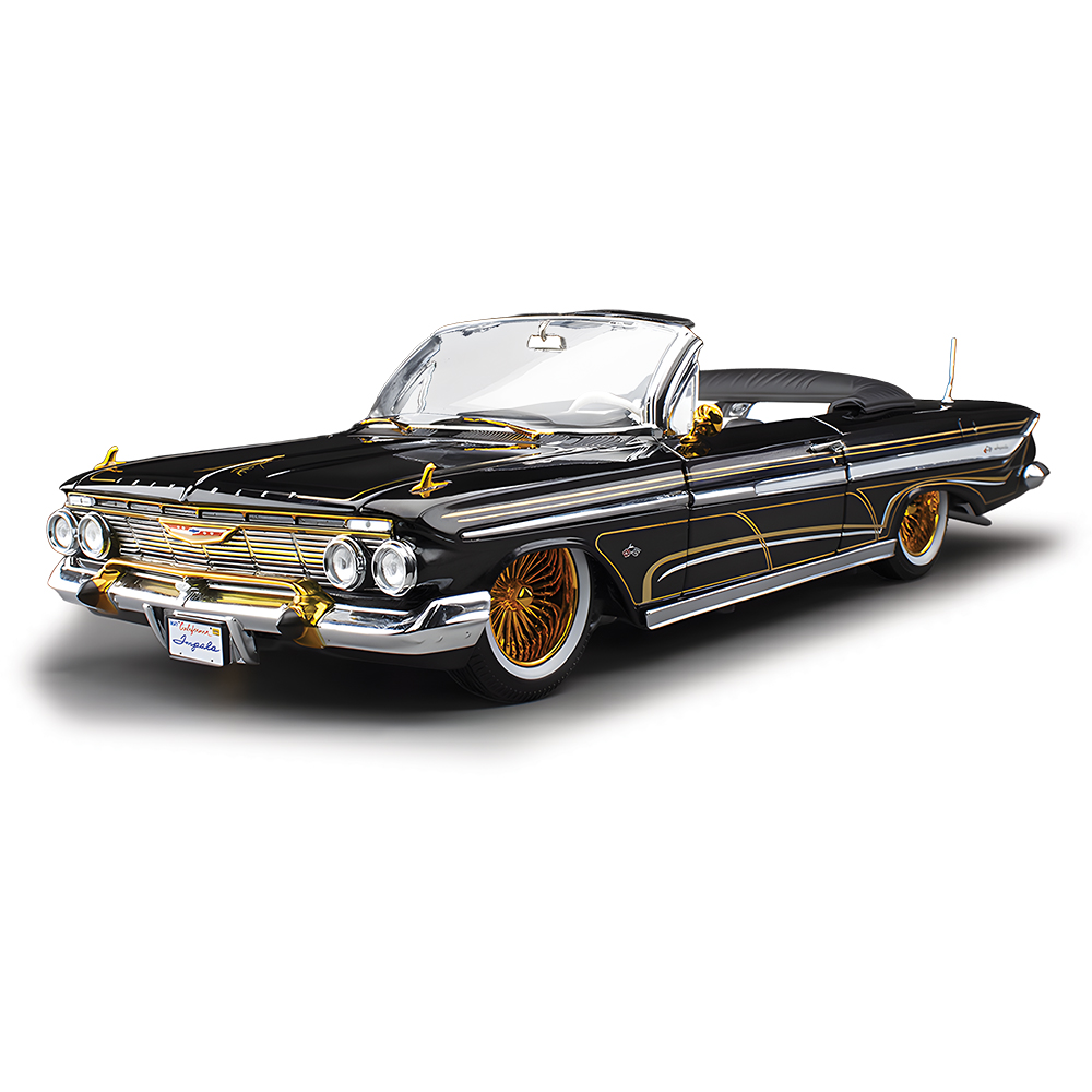 1961 Chevrolet Impala Open Convertible Lowrider - Black 1:18 Scale