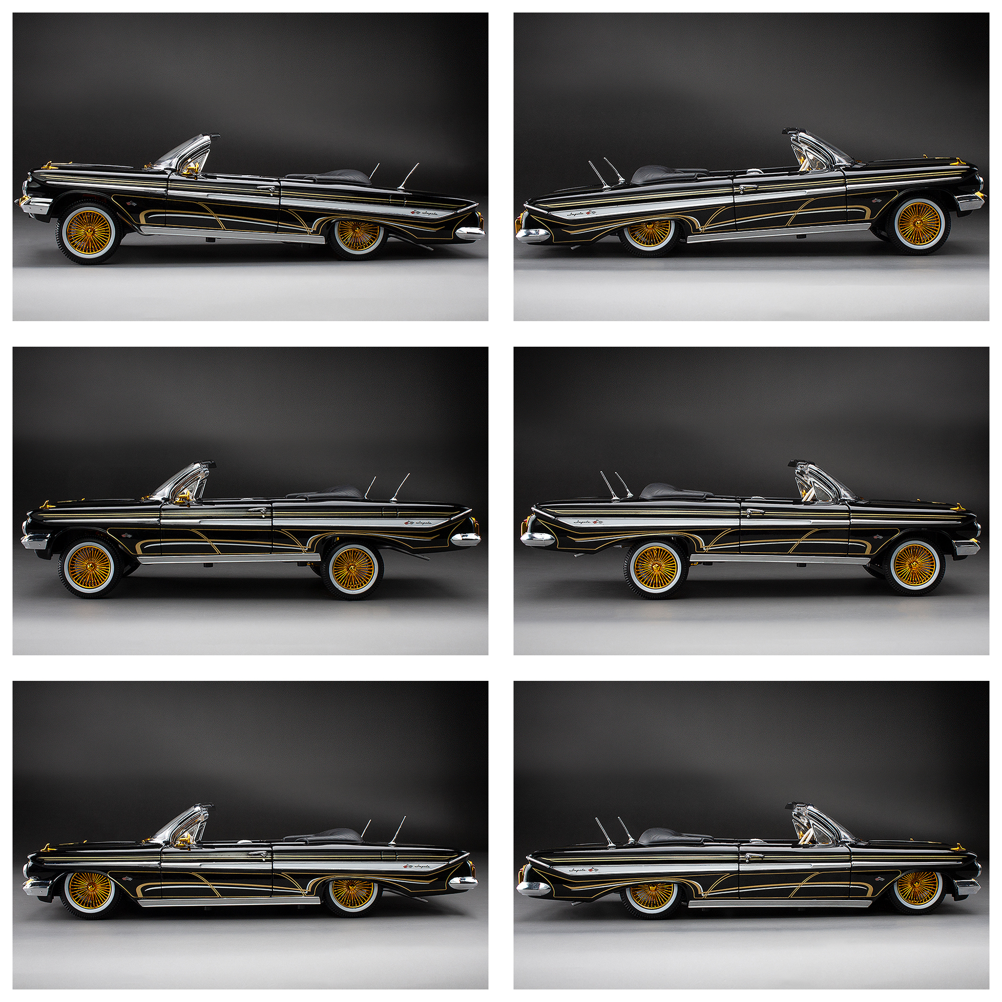 1961 Chevrolet Impala Open Convertible Lowrider - Black 1:18
