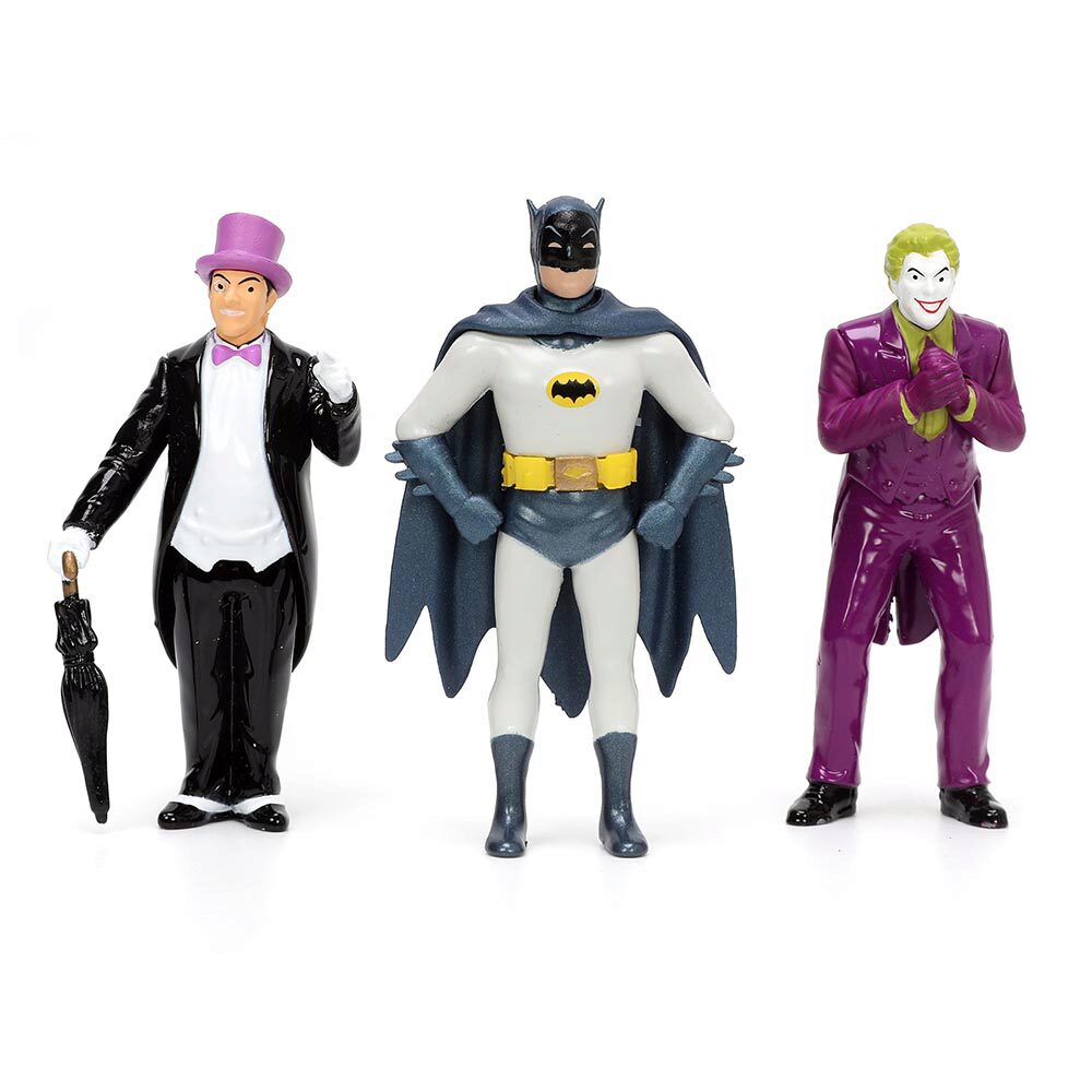 1966 Batmobile w/Batman, Robin Penguin & Joker Figures 1:24 Scale