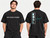 Front and back view of the black KNSL graphic t-shirt featuring distressed "Keep Nothing Standard" text on the chest and a vertical KNSL logo with a teal "Lead" script on the back.