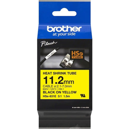 Main image for Brother HSe-631E - Heat Shrink Tube Tape Cassette - Black on Yellow, 11.2mm Wide