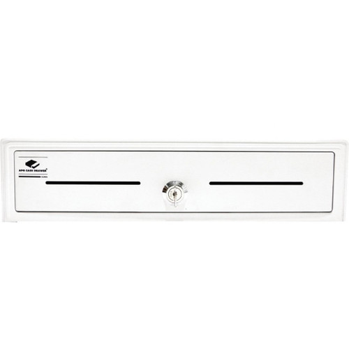 Main image for APG Entry Level- 16" Electronic Point of Sale Cash Drawer | Arlo Series EKDS320-1-W410-A20 | Printer Compatible with CD-101A Cable Included | Plastic Till with 5 Bill/ 5 Coin Compartments | White