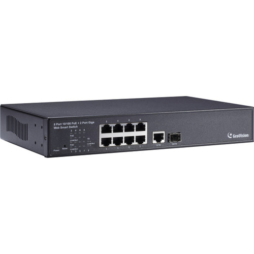 Main image for GeoVision 8-Port 802.3at Web Management PoE Switch