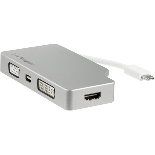 Main image for StarTech.com USB C Multiport Video Adapter 4K/1080p - USB Type C to HDMI, VGA, DVI or Mini DisplayPort Monitor Adapter - Silver Aluminum
